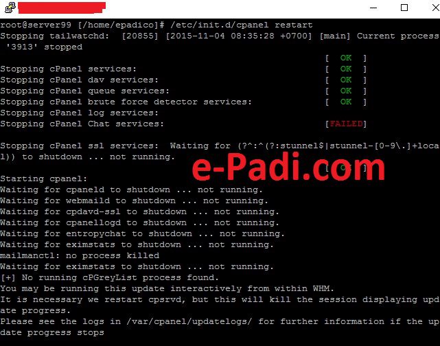 Bagaimana perintah cara restart cpanel yang benar