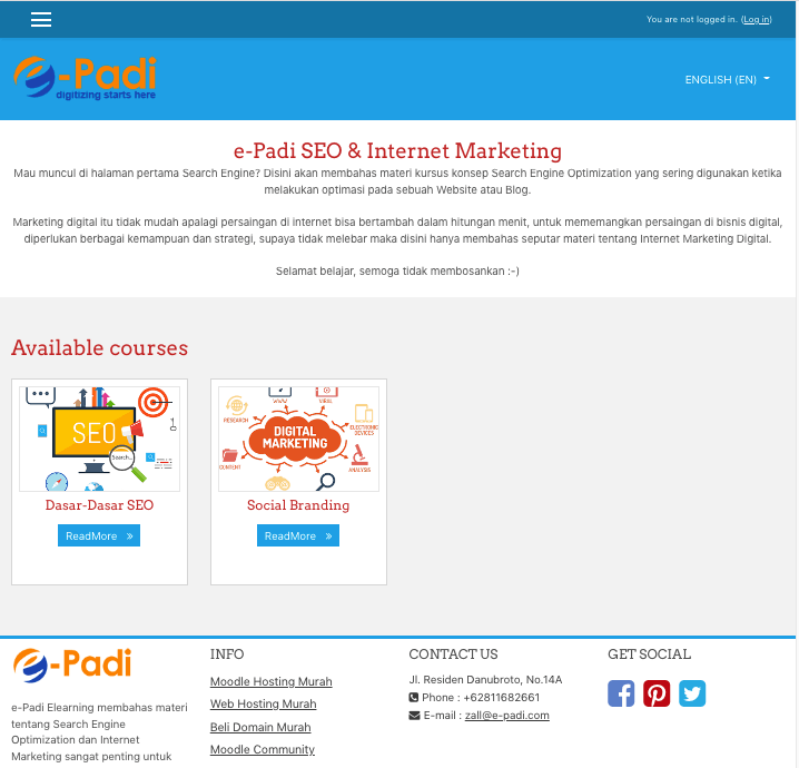 Aplikasi Elearning Moodle e-Padi
