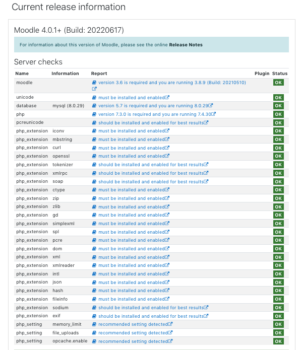 Moodle Current release information