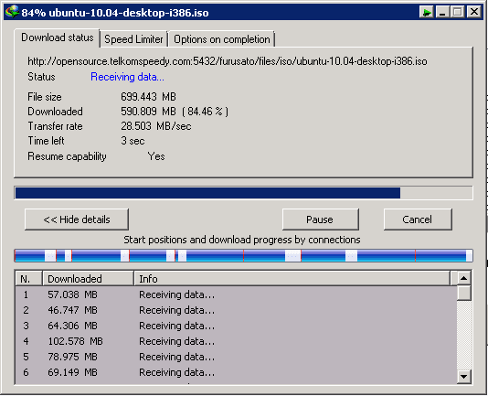 Hasil test Download menggunakan Internet Download Manager