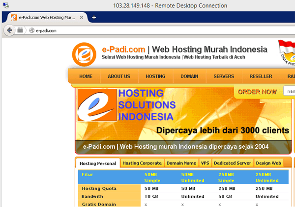e-Padi remote desktop connection