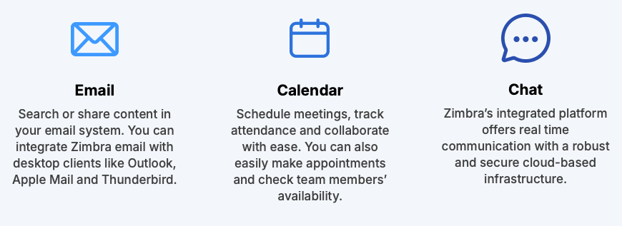 Fitur utama Zimbra Mail untuk by e-Padi