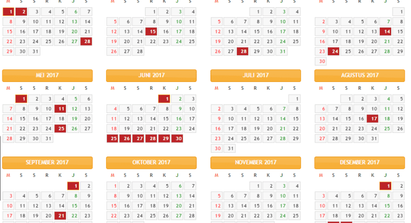 Ketetapan Pemerintah Tentang Hari Libur Nasional Tahun 2017