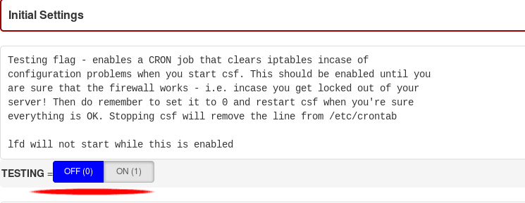initial setting csf directadmin