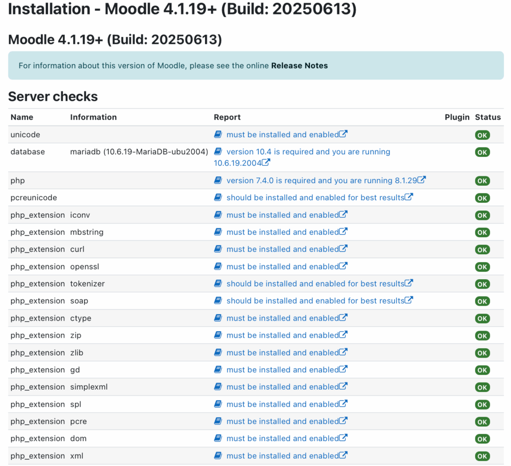 Install Moodle - server checks by epadi