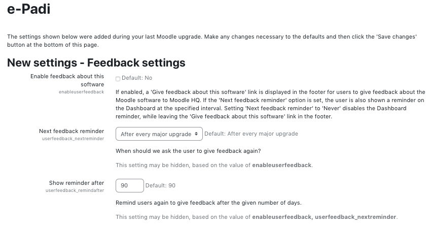 moodle new settings top