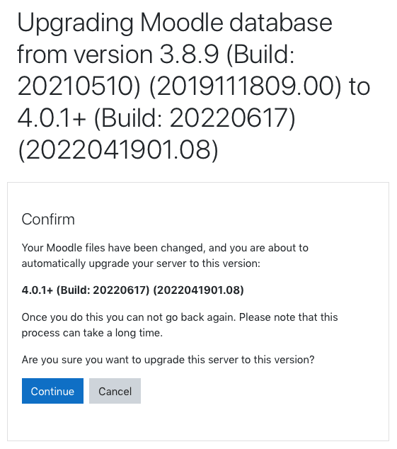 upgrading moodle database e-padi